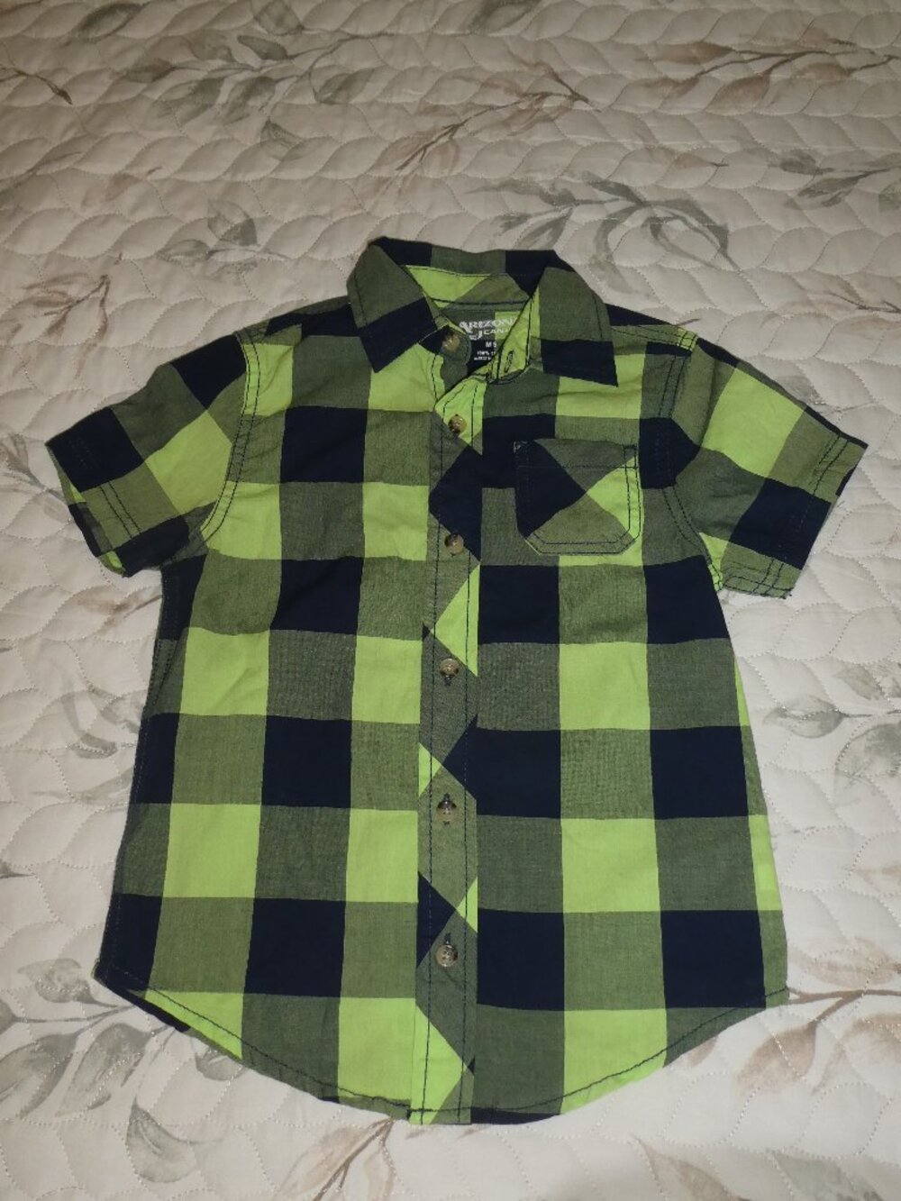 4/$20 Arizona Plaid Boys Button Up Short Sleeve Shirt Size 5